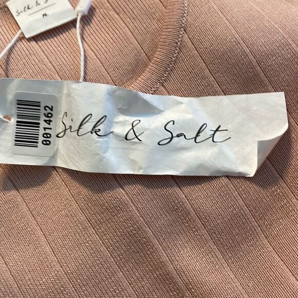 Silk & Salt Staycation 3 Piece Lounge Set Powder Pink Ribbed Knit Pants Top Card - Picture 7 of 10